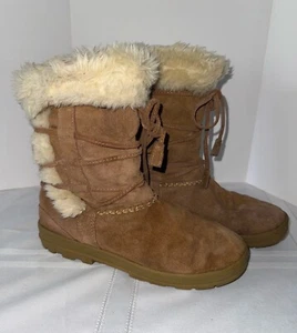 Sonoma Suede Mid Calf Boots Brown W/ cream Faux Fur Lined Women’s 8.5 - Picture 1 of 7