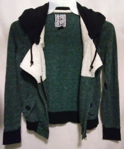 Girls Knit Volcom Hoodie Small Zip Up Flight School Sherpa Jacket - Picture 1 of 7
