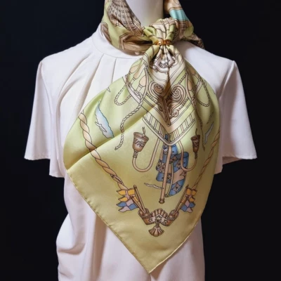 RARO VINTAGE HERMES Bufanda de Seda "Barandilla" Carre 90 Libre de Impuestos EE. UU. Foto 1 de 4