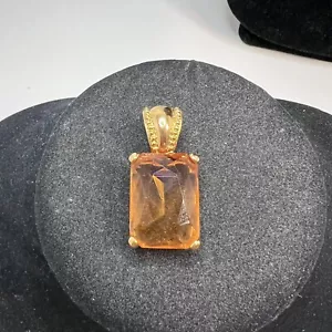 Joan Rivers Pendant Slide Necklace Enhancer Faux Topaz Faceted Glass 1.5 Inch - Picture 1 of 4