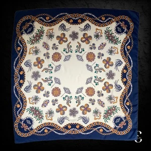 MEDITERRANEA White Jewelry Print Polyester Scarf Made In Italy 35" SQR EX COND - Picture 1 of 9
