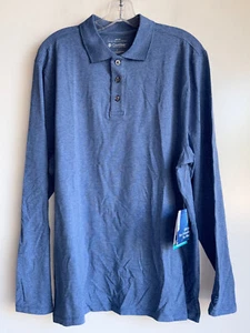 NWT Coolibar Coppitt Weekend Polo Men's Large Blue Long Sleeve UPF 50+ - Picture 1 of 11