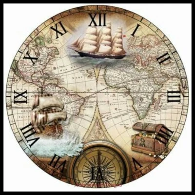 Antique Map Clock - DIY DMC Chart Counted Cross Stitch Patterns Needlework     - Image 1 of 2