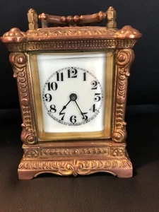 Small Beautifully Ornate Antique Carriage Clock by Waterbury, 1989 - EOx lb - Picture 1 of 7