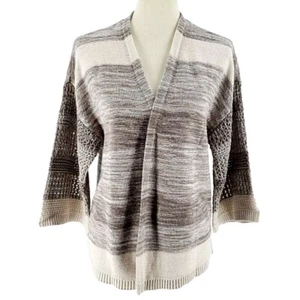 Style Co Womens Size Medium Open Front Cardigan Sweater Gray Stripe - Picture 1 of 8