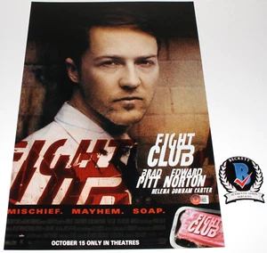 DIRECTOR DAVID FINCHER SIGNED 'FIGHT CLUB' 12x18 MOVIE POSTER 2 BECKETT BAS COA - Picture 1 of 3