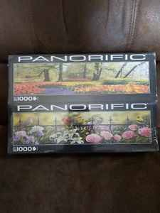 Panorific 2 Pack 1000 Piece Jigsaw Puzzles Floral Vista & Songbirds Element New - Picture 1 of 2
