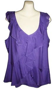 New WITCHERY Size 14 Purple Silk Ruffle Blouse - Picture 1 of 2