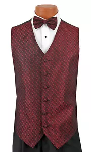 Men's Red Bill Blass Tuxedo Vest with Bow Tie Cruise Wedding Groom Prom Medium M - Picture 1 of 4