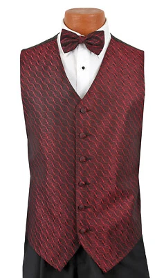 Men's Red Bill Blass Tuxedo Vest with Bow Tie Cruise Wedding Groom Prom Medium M - Image 1 of 4