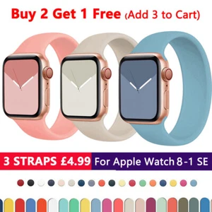 Strap for Apple Watch Series Ultra 8 7 6 SE 49mm iWatch Silicone Solo Loop Band - Picture 1 of 37