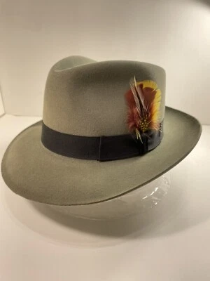 STETSON - Fedora - Plumones - Musgo - Verde Oscuro - Talla: 6 7/8 Pequeña Foto 1 de 4