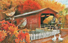 SUNSOUT  " THE OLD COVERED BRIDGE PUZZLE " by TOM WOOD - 550 PIECE - 15" X 24" 