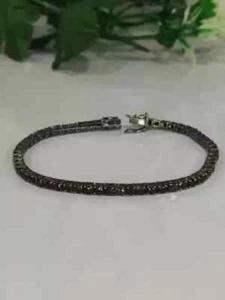 7Ct Round Lab-Created Black Diamond Men's Tennis Bracelet 14k Black Gold Finish - Picture 1 of 4