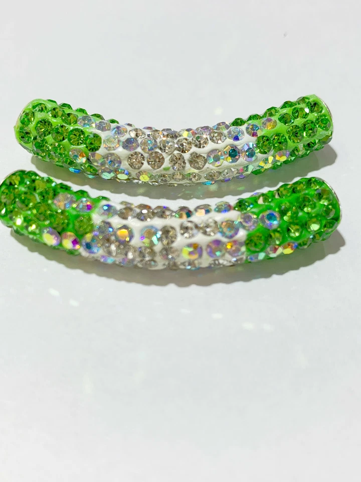 2 Piezas Tubo Curvo Cristal Checo Estrás Pavimentar Pulsera Conector Dije Cuentas Foto 1 de 3