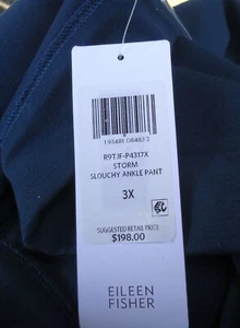Nuevo con etiquetas Pantalones al Tobillo Eileen Fisher 3X Slouchy $198 Cremallera Frontal Tormenta Azul Tencil Ponte - Imagen 1 de 11