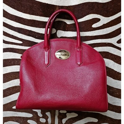Vintage ROBERTO CAVALLI Round Leather Satchel Bag Red Animal Print Liner - Image 1 of 4