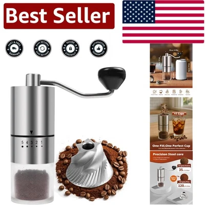 Molinillo de café portátil de acero inoxidable con rebabas - Molinillo de mano para preparar cerveza sobre la marcha Foto 1 de 4