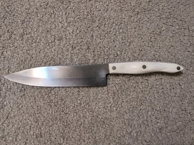 Нож шеф-повара CUTCO 13 дюймов большой No1728 JI жемчужно-белая ручка лезвие 7 5/8 дюйма - Изображение 1 из 4