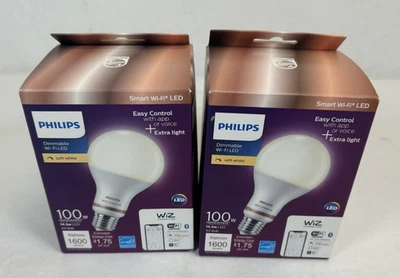 2x Philips Wiz Smart WiFi Bombilla 100W Equivalente A21 LED Blanco Suave-S/H GRATIS Foto 1 de 4