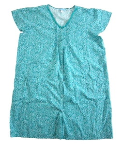 Basic Editions Green White Paisley Floral Pocket Muumuu Snap Down House Dress 3X - Picture 1 of 5