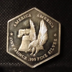 1oz .999 Silber Hexagon Round International Trade Unit Highly Sought Rare 31,1g - Bild 1 von 2