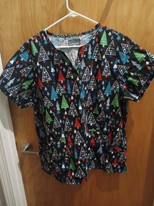WOMAN'S CHRISTMAS THEMED SCRUB TOP SHIRT SIZE XL BY BUTTER SOFT - Picture 1 of 3