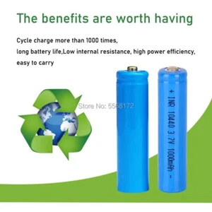 Batería de iones de litio 10440 AAA 3,7 V 1000 mAh 10440 tapa de botón para radio 2 piezas - Imagen 1 de 6