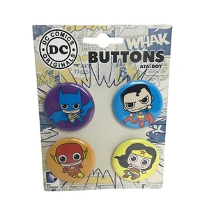DC Comics Originales ATA-Boy Botones Pines Batman Superman Flash Mujer Maravilla Set - Imagen 1 de 12