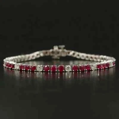 Ruby Diamond Bracelet Minimalist Slide Clasp Bangles For Wedding & Anniversary - Image 1 of 4