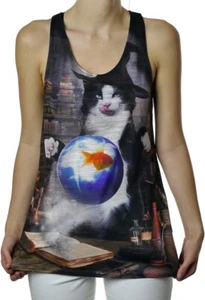 Shop Delfina Wizard Witch Cat Spells Women's Funny Animal Print Magic Tank Top S - Picture 1 of 4