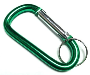 2pc 3" Aluminum Carabiner D Shape Buckle Pack Spring Snap Keychain Clip Hook GRN - Picture 1 of 1