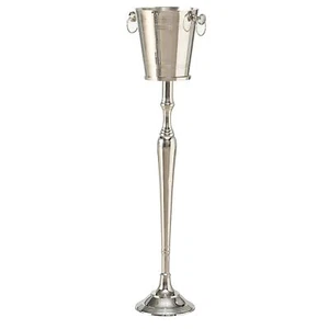 Old World Luxurious Grand Hotel Champagne Bucket with Tall Stand, Silver Alum... - Picture 1 of 9