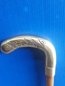 WALKING STICK/CANE 71 BRASS VINTAGE VICTORIAN HANDLE 94cm BAMBOO - Picture 1 of 4