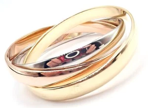 Cartier 18k Tricolor Gold Trinity Large Model Medium Size Bangle Bracelet - Picture 1 of 9