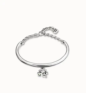 Uno de 50 silver-crystals-4 Leaf Clover Bracelet-New W/ Charm Bag & Gift Pouch - Picture 1 of 6