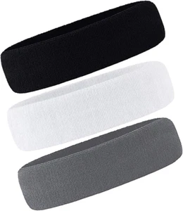 3 Pack Men & Women Sweatband Headband Terry Cloth Moisture Wicking for Sports Te - Picture 1 of 12
