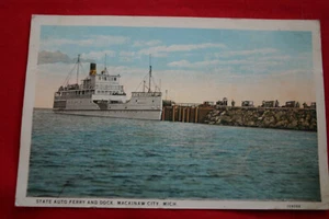 State Auto Ferry and Dock Machinaw City, Mi Postkarte verschickt 1926 versandkostenfrei - Bild 1 von 2
