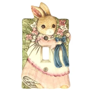 Rabbit Bunny Girl San Francisco Vintage Ceramic Light Switch Cover EUC 3-D Plate - Picture 1 of 9
