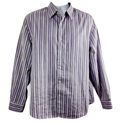 Perry Ellis Shirt Mens XL Purple Gray Stripe Long Sleeve Button Up - Image 1 of 4