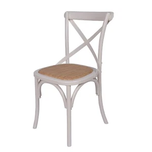 Rivera Cross Back Dining Chair With Rattan Seat (Set of 2) - White - Picture 1 of 6