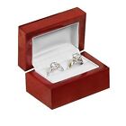 1 New Cherry Wood Double Dual Ring Wedding Bridal Engagement Jewelry Gift Box 