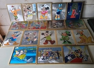 The Walt Disney Company Vintage Mickey Mouse Metallic Foil Pictures Framed - Imagen 1 de 15