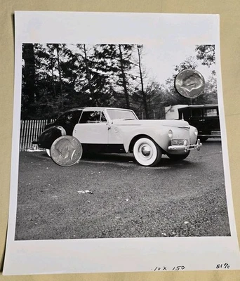 Fotografía de prensa Lincoln Continental 1941 rediseñada '46 personalizada 8x10 en blanco y negro Foto 1 de 4