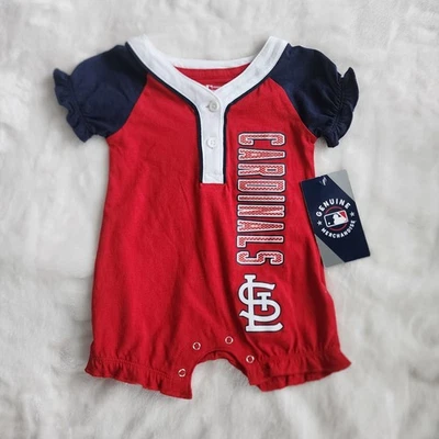 NUEVO CON ETIQUETAS MLB Cardenales de San Luis Recién Nacidos Bebé Niñas Mameluco Rojo Azul Blanco Equipo  Foto 1 de 4