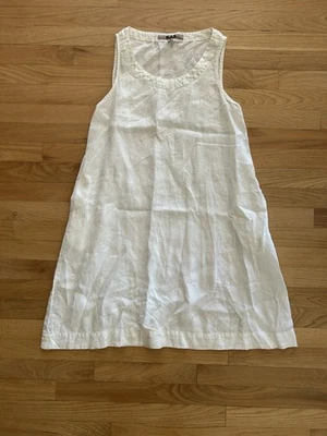 Maxi Vestido sin Mangas FLAX Talla P Lino Blanco Lagenlook Artístico Minimalista Campesino Foto 1 de 4