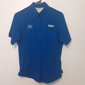 Columbia PFG Florida Gators Donna M Blu Omni-Shade Manica Corta con Bottoni... - Foto 1 di 12