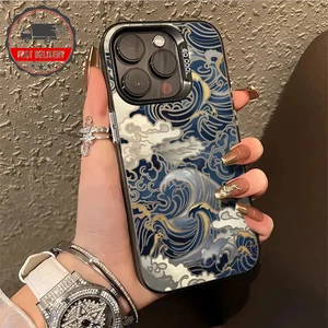Japanese Wave Silver Case For iPhone 16 15 14 13 12 11 Pro Max XR XS Shockproof - Picture 1 of 112