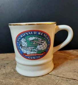 USS Ronald Reagan CVN-76 US Navy Aircraft Carrier Gold Trim Coffee Bar Mug - Picture 1 of 9