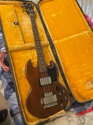 Bajo Gibson 1977 vintage - cereza/marrón - buen estado - pequeño amplificador incluido Foto 1 de 4